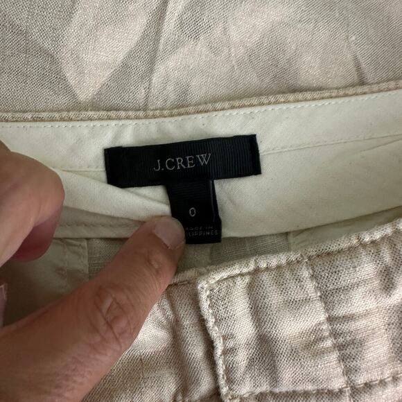 2/$30 J. Crew Linen Garden Pants High Rise Ivory Bronze Metallic 0 #8412 - Picture 4 of 7